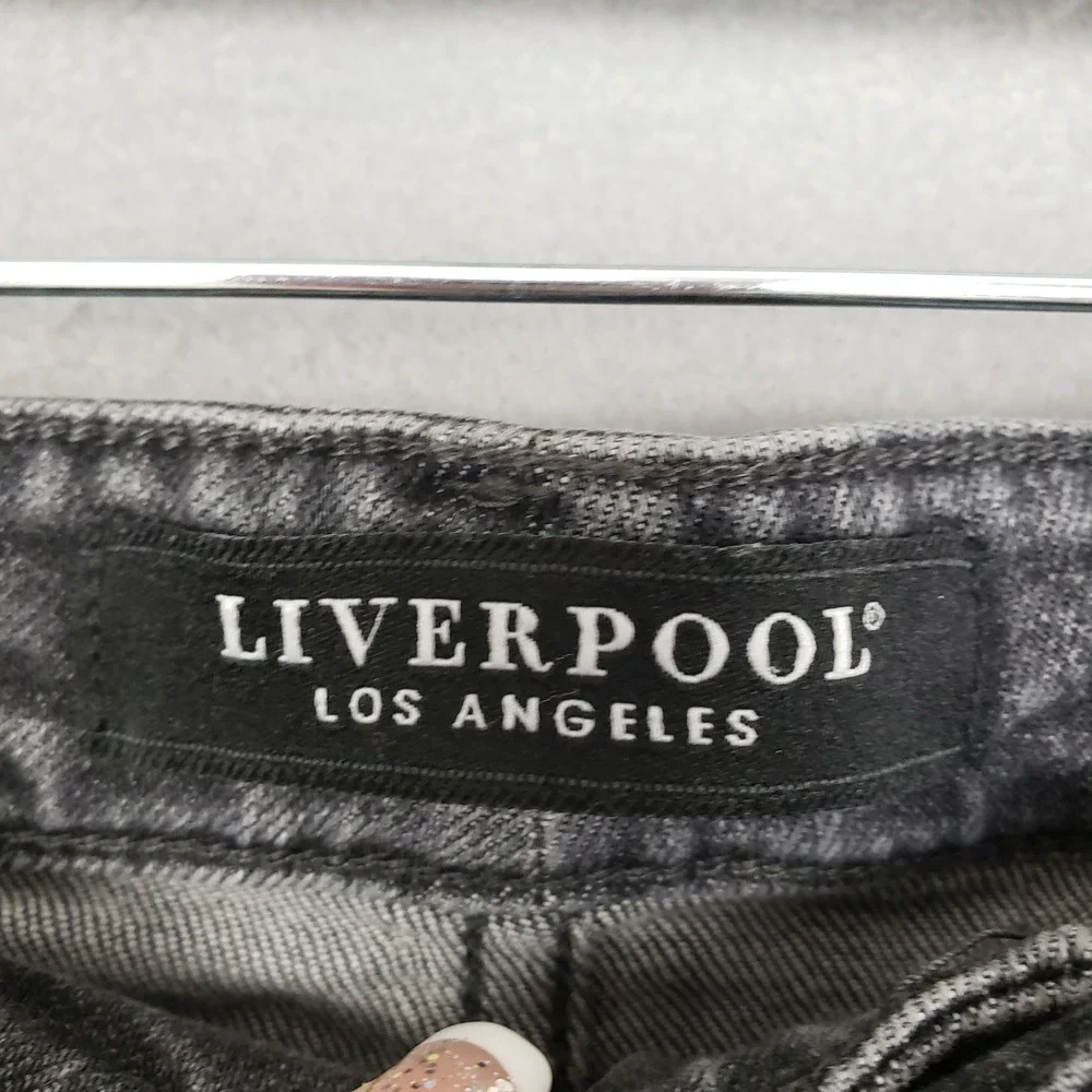 Liverpool Size 29 Straight Leg Crop Jean Distressed Black Grunge Casual Everyday